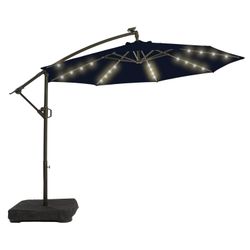 10ft Solar LED Outdoor Patio Cantilever Umbrella With Base