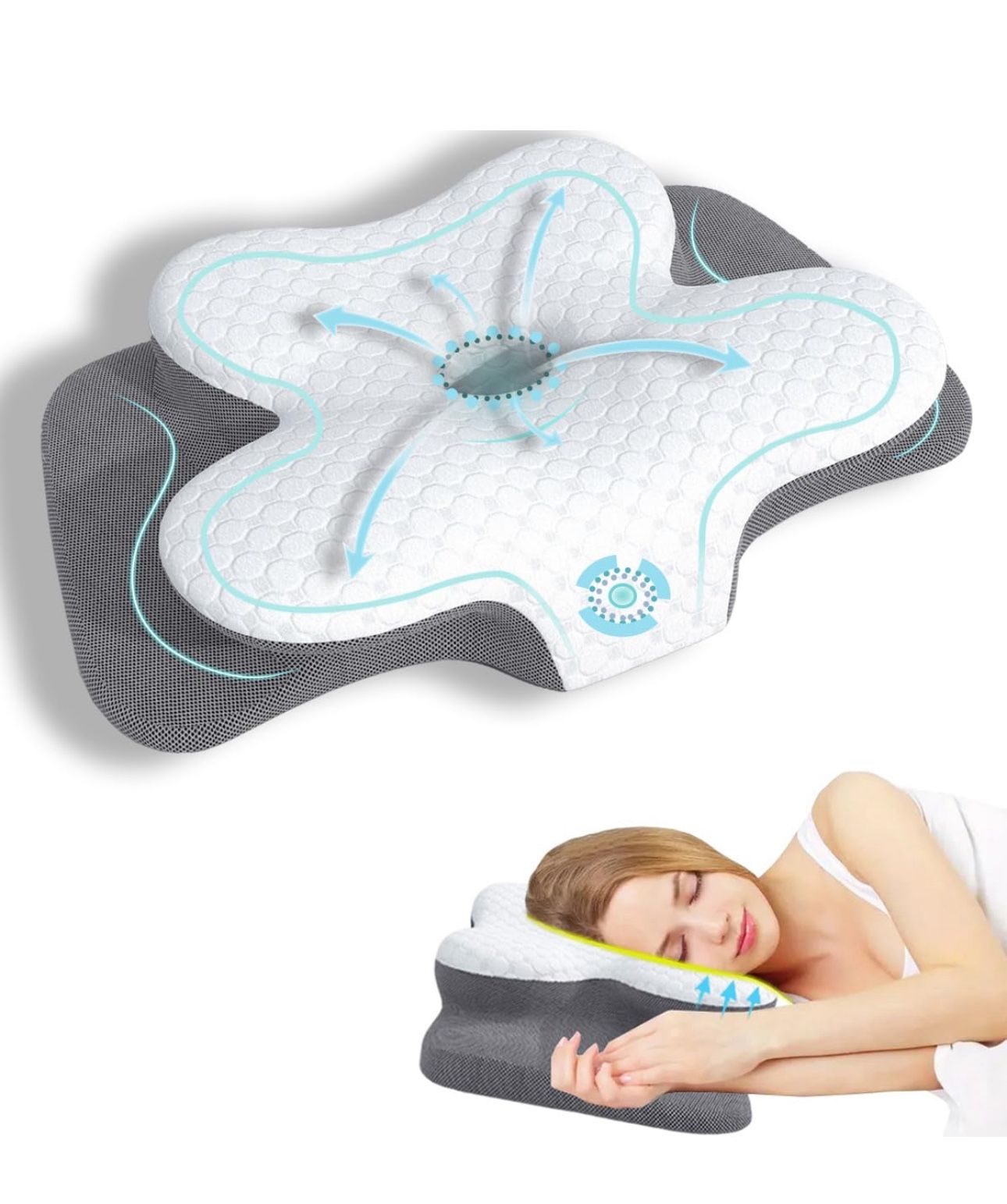 Memory Foam Neck Pillow,Contoured Neck Pillow for Bed,Detachable, Adjustable Cervical Pillow Cozy Sleeping,odorless, Ergonomically Contoured Cervical