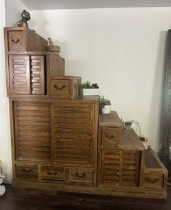 Vintage 20th Century Japanese Tansu Step Chest *Can Deliver For A Small Fee