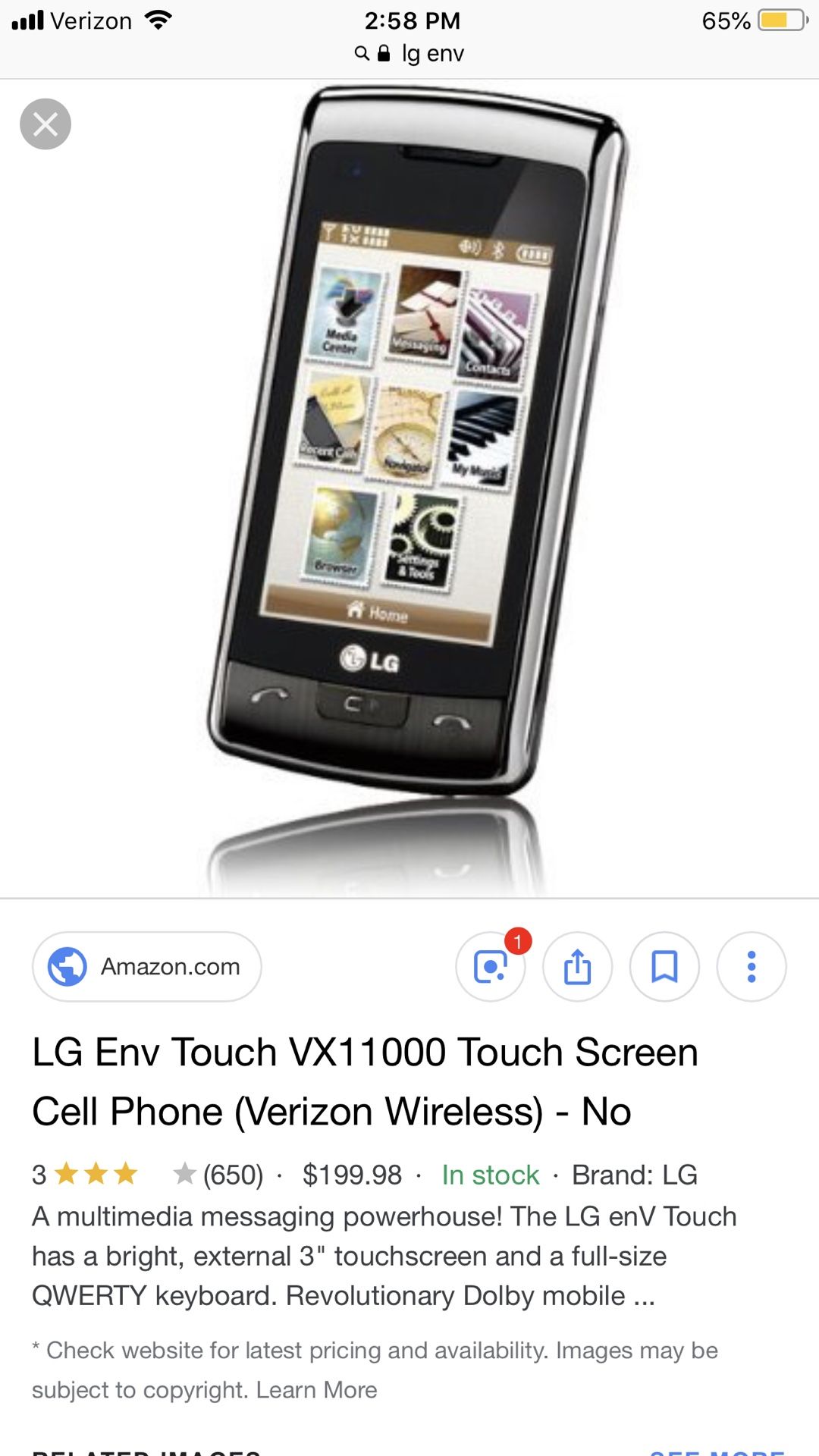 verizon lg touch screen phones
