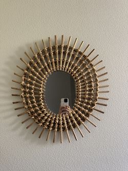 Sunburst Wooden Mirror