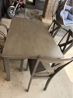 Grey Dining Set - 4 Chairs & Bench - SAME DAY DELIVERY
