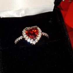 Brand New Sterling Silver White Sapphire & Red Ruby Size 7