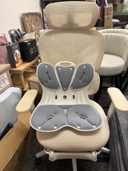 CabeVibe Ergonomic Posture Support Seat Cushion with Back Support - Grey/White