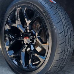 26" 26x10. Chevy Silverado GMC Sierra Glossy BLACK Wheels & Tires Suburban Escalade Tahoe Yukon Rims Rines Setof4..FINANCING