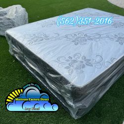 White Black Queen Mattress And Boxspring Bed Set Colchon Y Tambor 