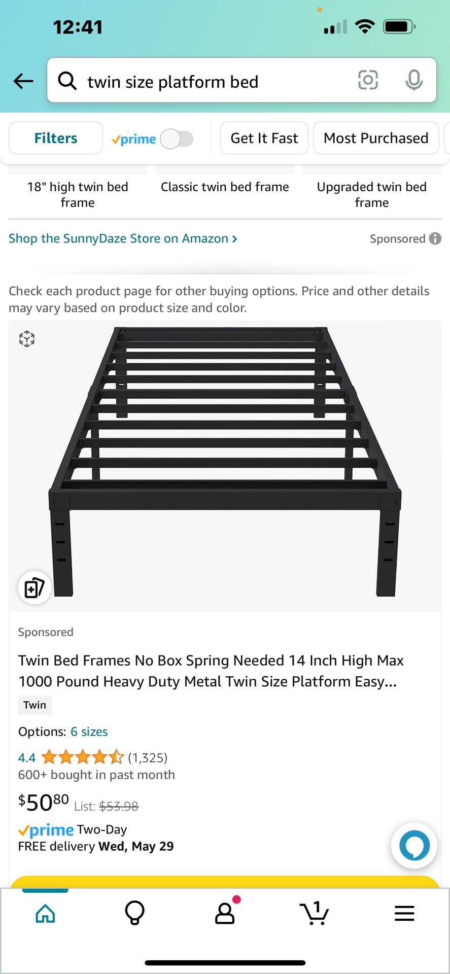 Twin size platform bed