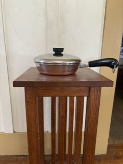 Vintage 7” Revere Ware Copper Bottom Skillet With Lid.     B