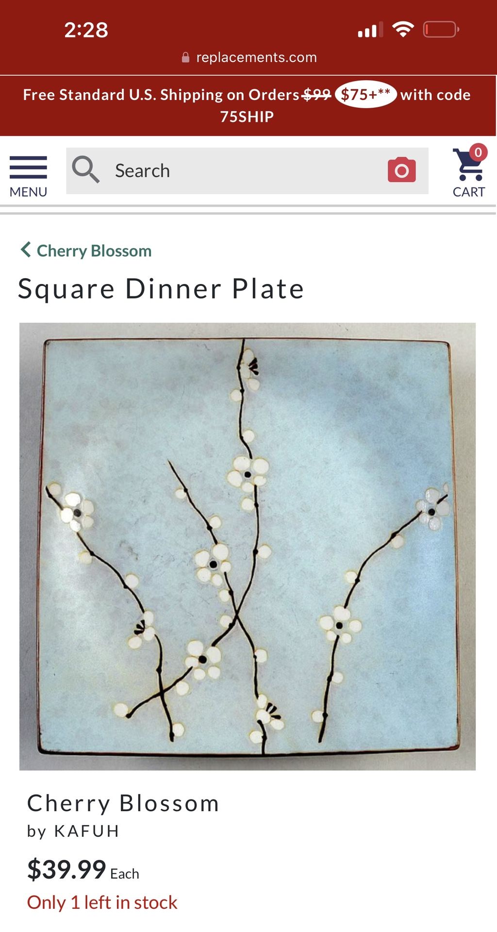 Ceramic white cherry blossom branch Dinnerware set with matching canvas Included