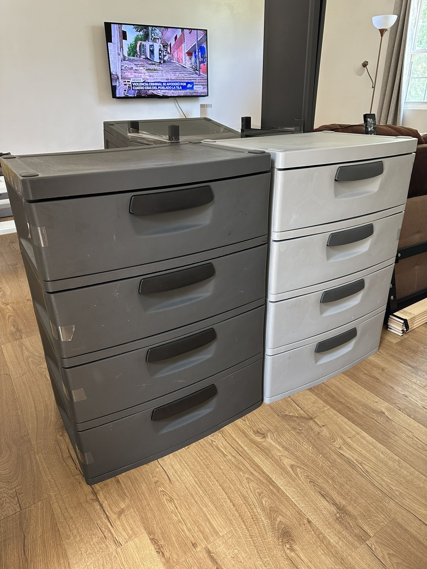 Hyper Tough 4 Drawer Plastic Garage Cabinet 18.7"D x 25.39"W x 35.31"H, Black Matte