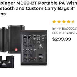 PA System With Bluetooth. 8” Speakers. 