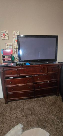 Large Dark Cherry Wood Dresser
