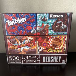 HERSHEYS Candy 4 puzzles  Multipack- 500 Piece Each Hersheys Candy Puzzles