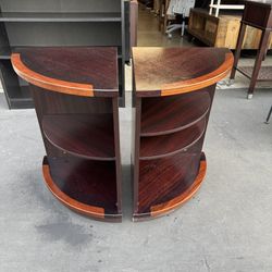 Set of 2 Japanese Modern Corner Table with Shelves Good Condition 