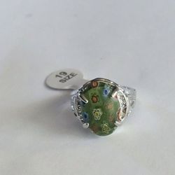 EURO STYLE NEW MILLEFIORE  POLISHED CABECHON SIZE 9 RING