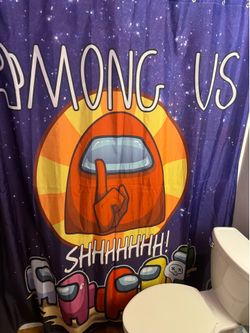 Brand New Among Us Shower Curtain - "Shhhhh!" Design. Limited edition.