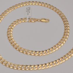 Curb Chain Necklace 14k Yellow Gold Solid 8.4 mm Wide