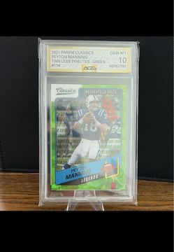 Panini 2021 Classics Peyton Manning Timeless Tributes Green #114 /25 AGS 10