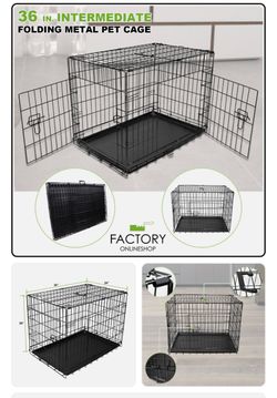 Folding Portable Dog Crate Pet Cage Kennel Pen 2-Doors