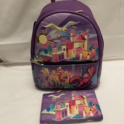 Loungefly Little Mermaid Ariel Castle Series Mini Backpack/Wallet Set NWT