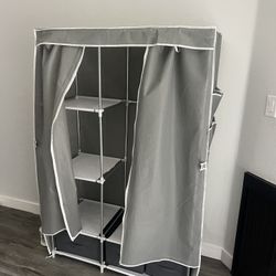 Portable Fabric Wardrobe Closet Organizer w/ Shelves & 3 Drawers – Gray