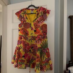 *New Without Tags*  Farm Rio Yellow Fruit Dream Dress with Beaded Tassels 