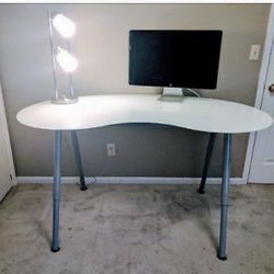 IKEA white glass top desk 