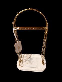 Gold Metal Jewellery Stand with Marble Base
