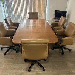 Luxury 8 FT Conference Table + 6 Large Executive Chairs – Like New, Heavy Commercial Quality