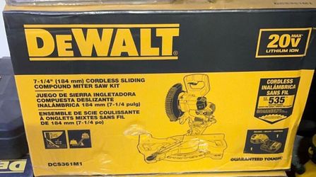 DEWALT ( DCS361M1) MAX Cordless 7-1/4 in. (price very firm $299) DEWALT ( DCS361M1) MAX Cordless 7-1/4 in. Sliding 6b96d72b-e045-406d-9e32-b410c691b31