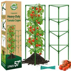 Halatool 57" Tall Tomato Cages, 2 Pack Heavy Duty Plant Support For Garden