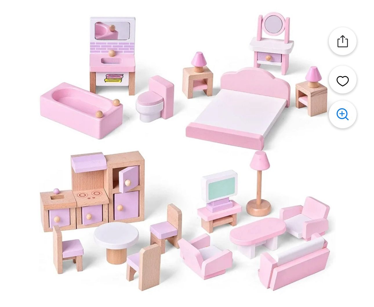 Brand New 22Pcs Dollhouse Furniture, Wooden Doll House Furniture