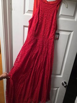 New Red Casual Open Back Dress Nuevo