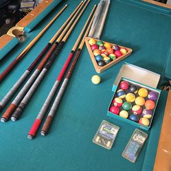 ✨ Solid Wood Pool Table Set + Cue Rack + 2 Chairs – Complete Game Room Setup ✨