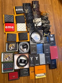 Designer wallets, belts, card holders, and colognes