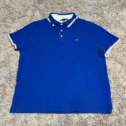 Michael Kors Men Blue Knit Short Sleeve Polo Shirt