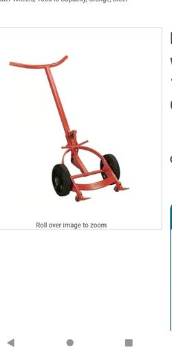 Drum Truck with Rubber Wheels, 1000-lb Capacity, Orange, Steel