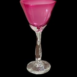 Art Glass Signed Wine glass 