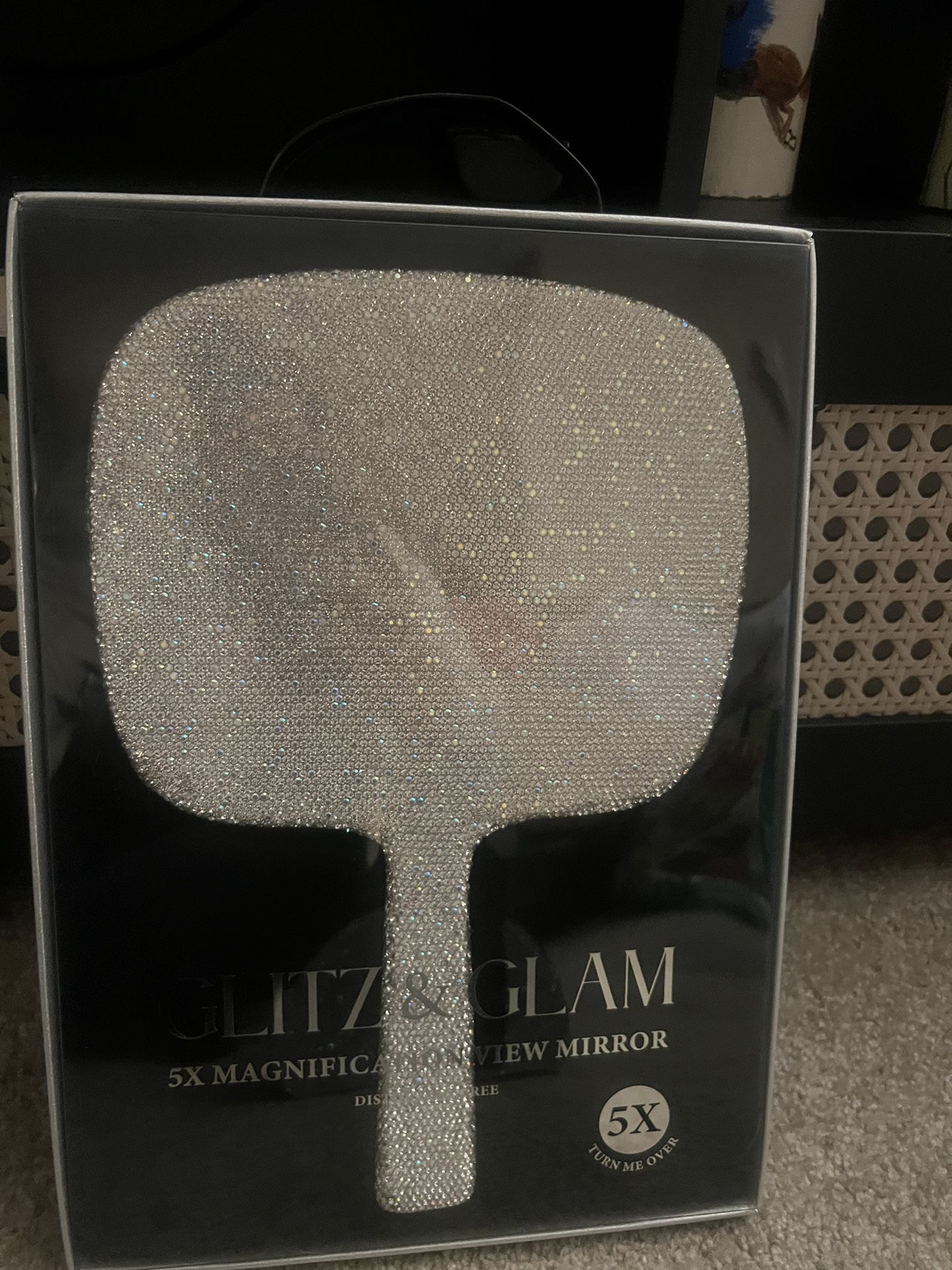 Glitz and glam mirror with matching makeup brush holder tik tok