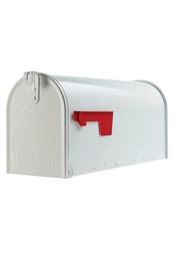 Architectural Mailboxes Elite Classic Galvanized Steel Post Mount White Mailbox