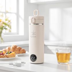 Portable Travel Electric Kettle, 15 oz, Beige