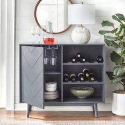 New Grey Gray Mid Century Modern Wine Storage Buffet Server 