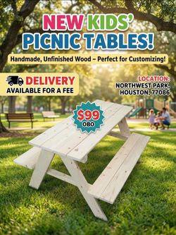 Kids' Handmade Wood Picnic Table