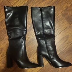 Women's Knee High Vinyl Boots - Sz. 10.5 - Brand New 