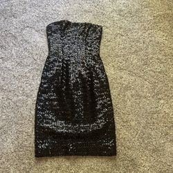 Navy Blue Strapless Sequin Dress Size 2
