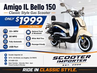  Amigo IL Bello 150 🛵 Classic Looks. Modern Performance. 🛵