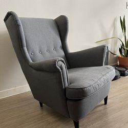 IKEA STRANDMON Wing chair/ armchair, dark gray