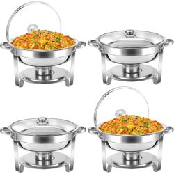 New Chafing Dish Buffet Set 5 QT 4 Packs Stainless Steel Buffet Servers and Warmers, 4 set