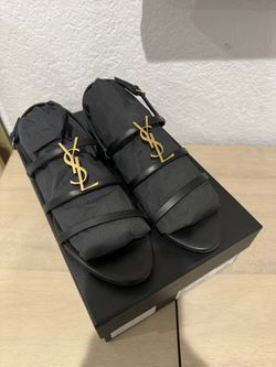 YSL Black and Gold Sandals
