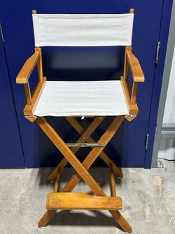 #412 24" Director's Chair Honey Oak Frame-White Canvas